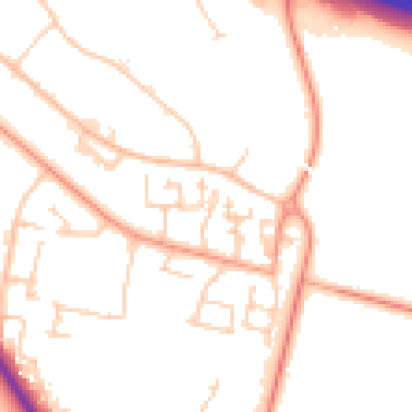 Daytime road noise heatmap for PO15 5AR