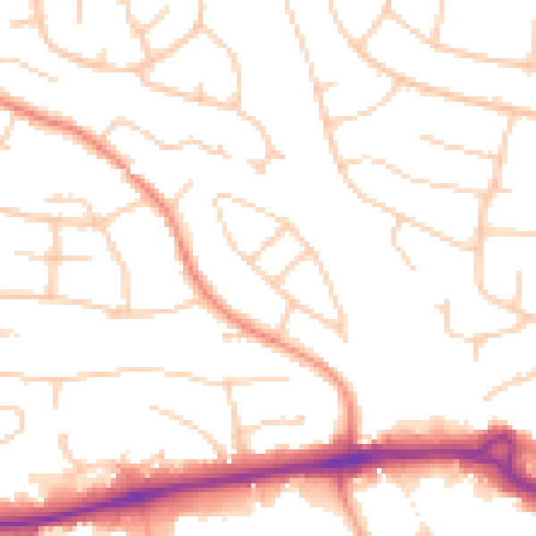 Daytime road noise heatmap for PO15 5AW