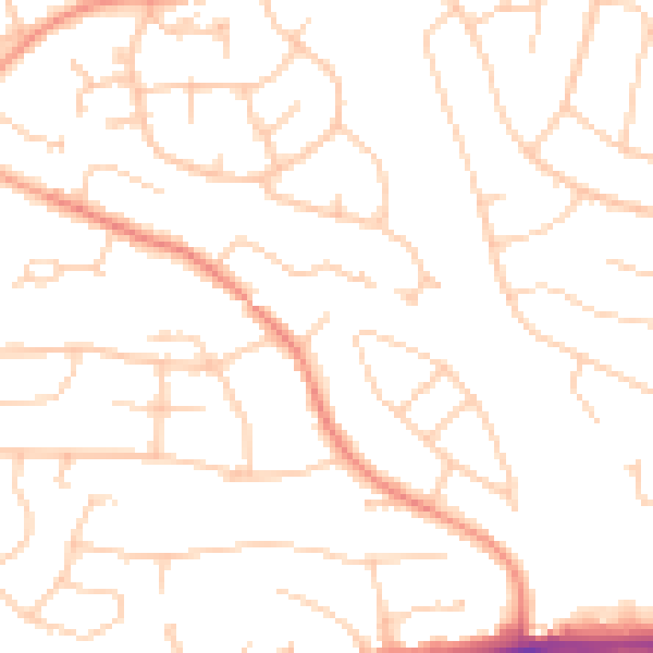 Daytime road noise heatmap for PO15 5BA