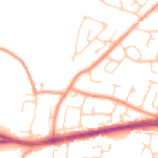 Daytime road noise heatmap for PO15 5BE