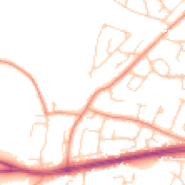 Daytime road noise heatmap for PO15 5BG