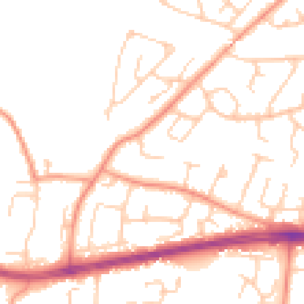 Daytime road noise heatmap for PO15 5BH