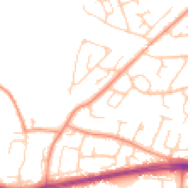 Daytime road noise heatmap for PO15 5BJ