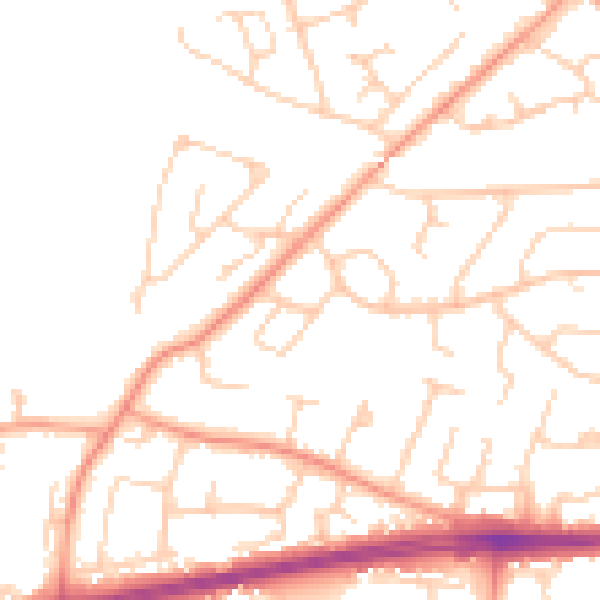 Daytime road noise heatmap for PO15 5BN