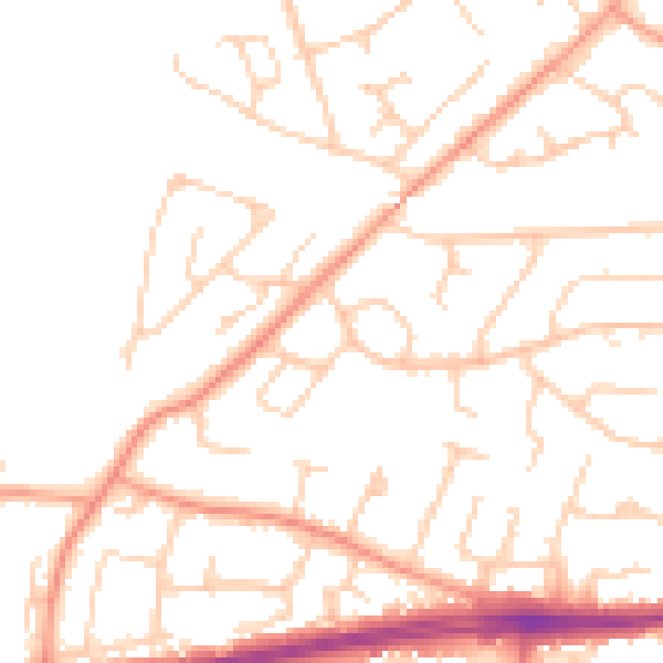 Daytime road noise heatmap for PO15 5BP
