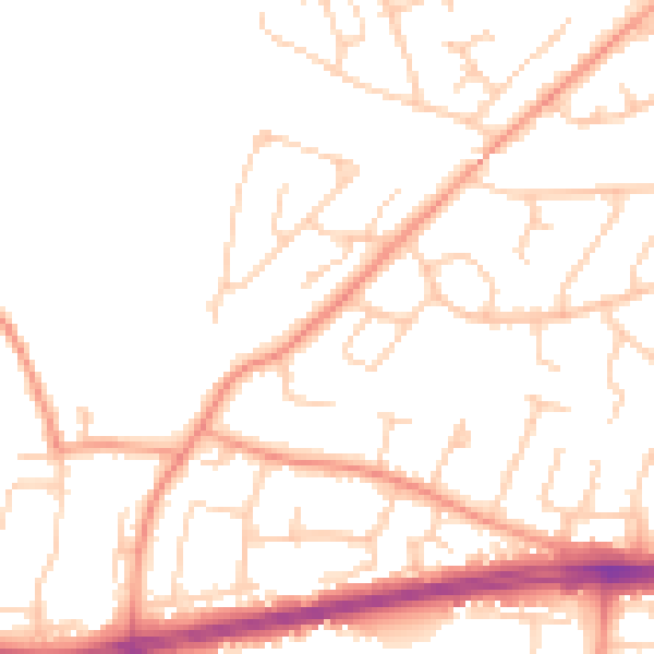 Daytime road noise heatmap for PO15 5BQ
