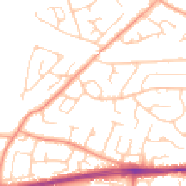 Daytime road noise heatmap for PO15 5BS