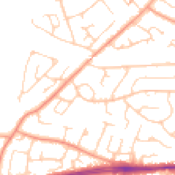 Daytime road noise heatmap for PO15 5BT