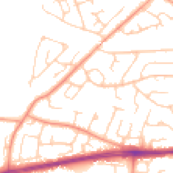 Daytime road noise heatmap for PO15 5BW
