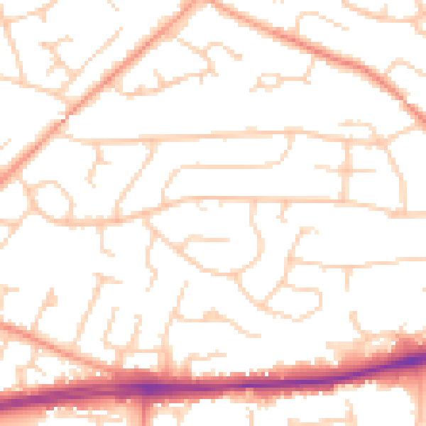 Daytime road noise heatmap for PO15 5DA
