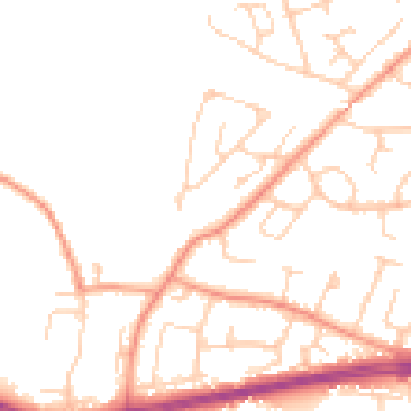 Daytime road noise heatmap for PO15 5DB