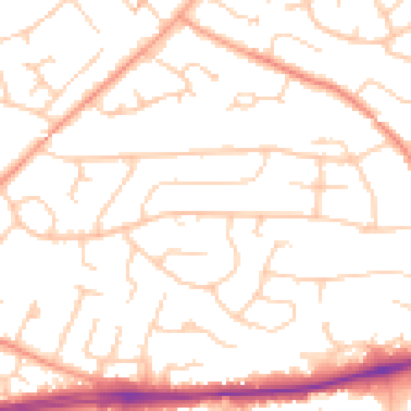 Daytime road noise heatmap for PO15 5DD