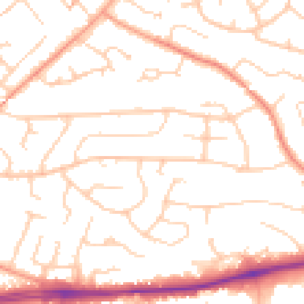 Daytime road noise heatmap for PO15 5DE