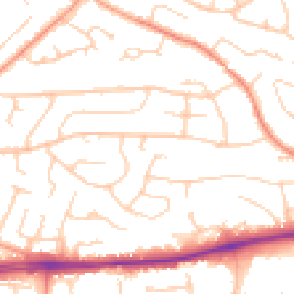 Daytime road noise heatmap for PO15 5DF