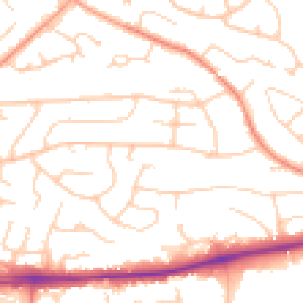 Daytime road noise heatmap for PO15 5DG