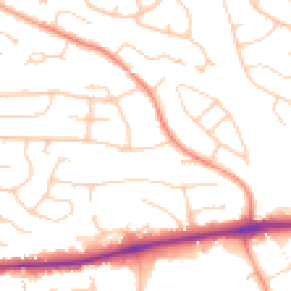 Daytime road noise heatmap for PO15 5DJ
