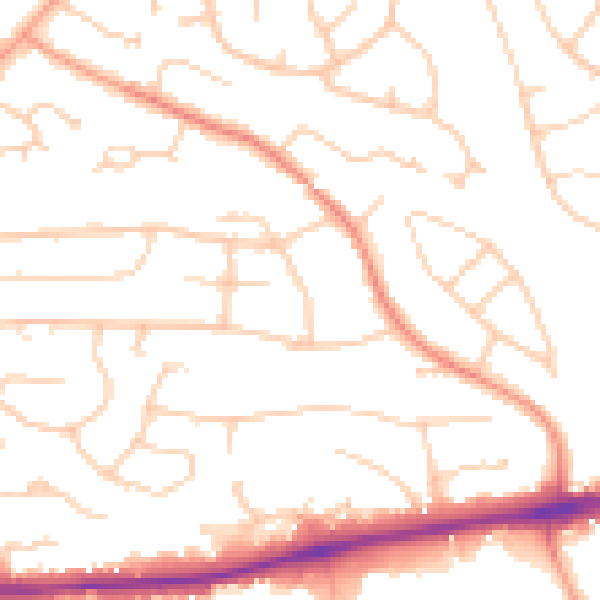 Daytime road noise heatmap for PO15 5DL