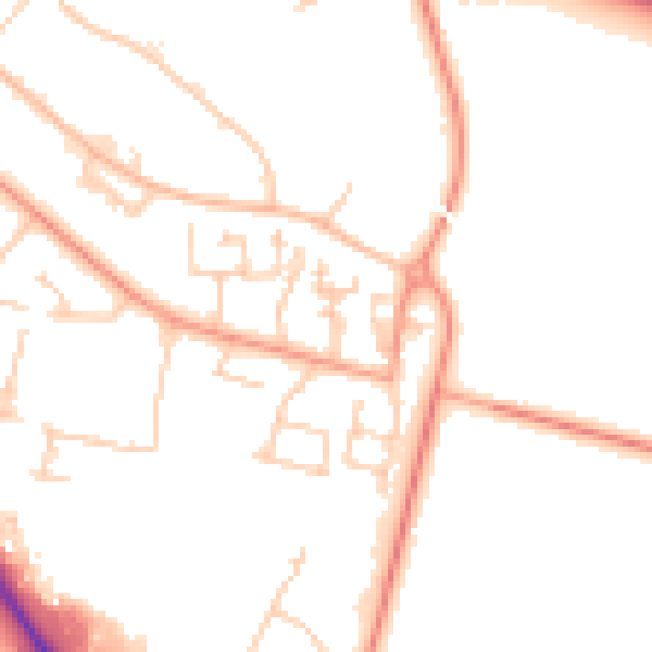Daytime road noise heatmap for PO15 5DN