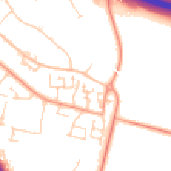 Daytime road noise heatmap for PO15 5DP