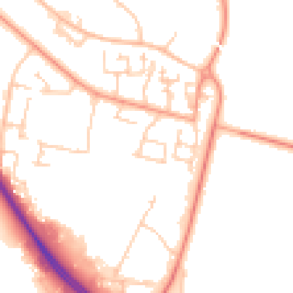 Daytime road noise heatmap for PO15 5ED