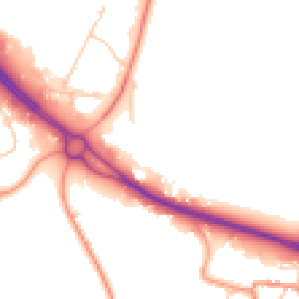 Daytime road noise heatmap for PO15 5FB
