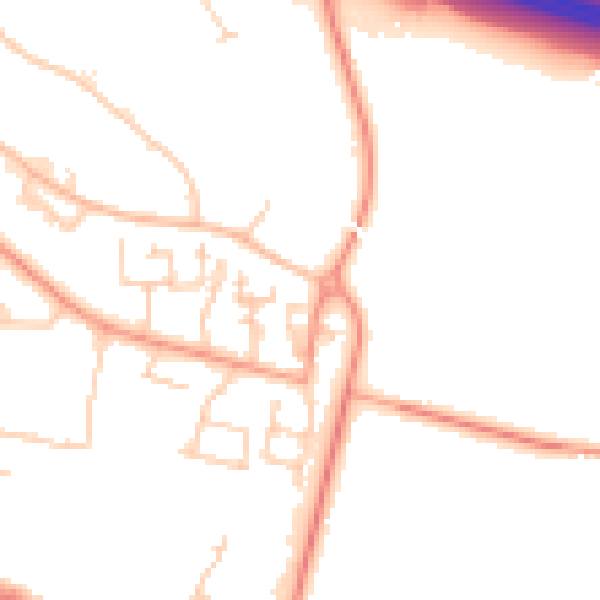 Daytime road noise heatmap for PO15 5FD