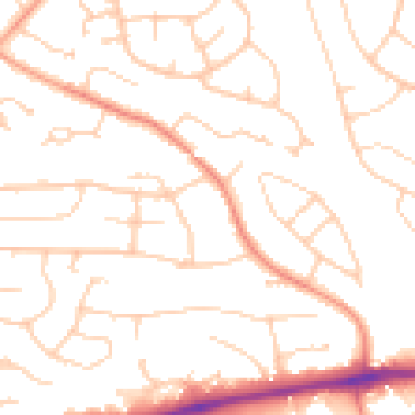 Daytime road noise heatmap for PO15 5FE