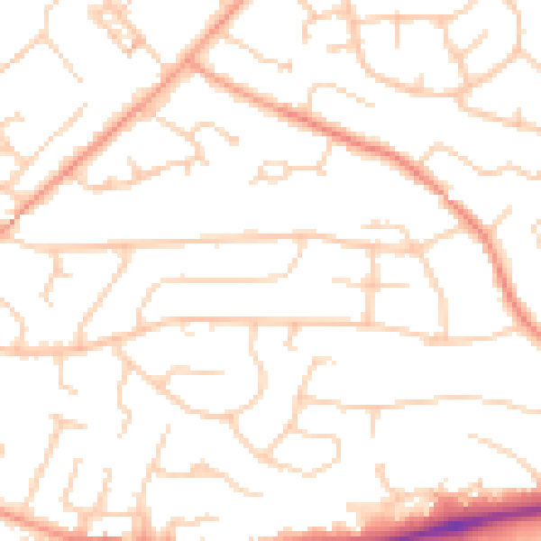 Daytime road noise heatmap for PO15 5HJ