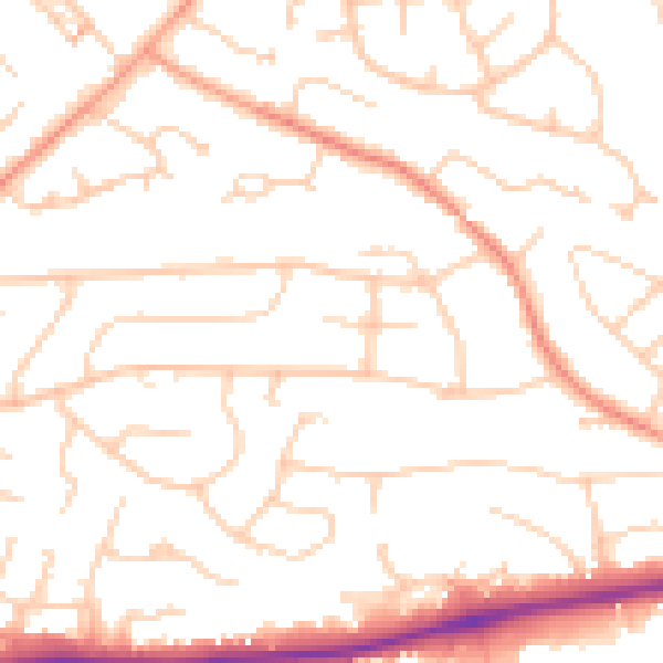 Daytime road noise heatmap for PO15 5HQ