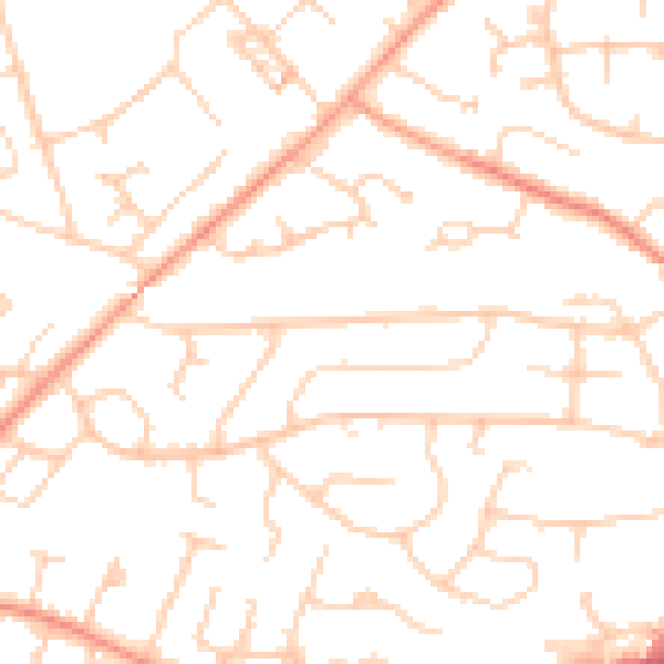 Daytime road noise heatmap for PO15 5HR