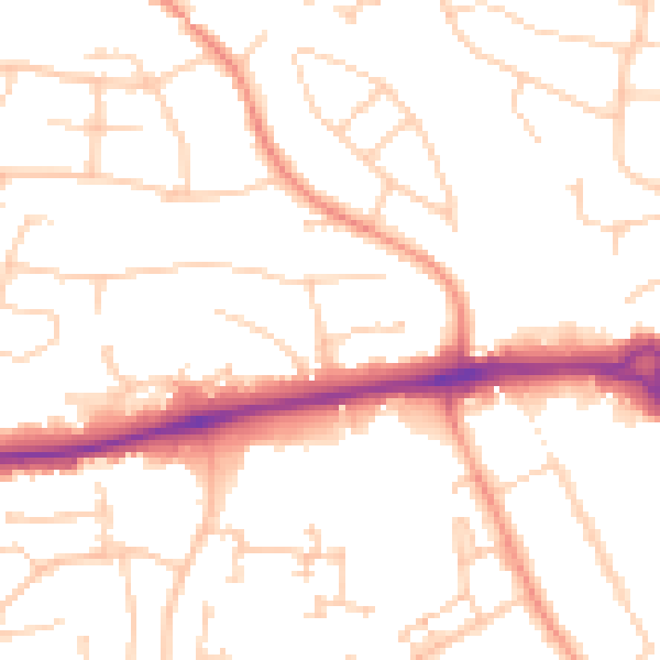 Daytime road noise heatmap for PO15 5JJ