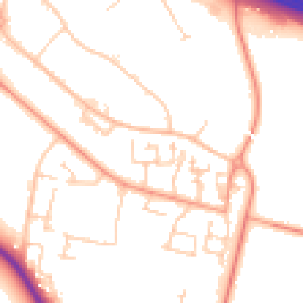 Daytime road noise heatmap for PO15 5LQ