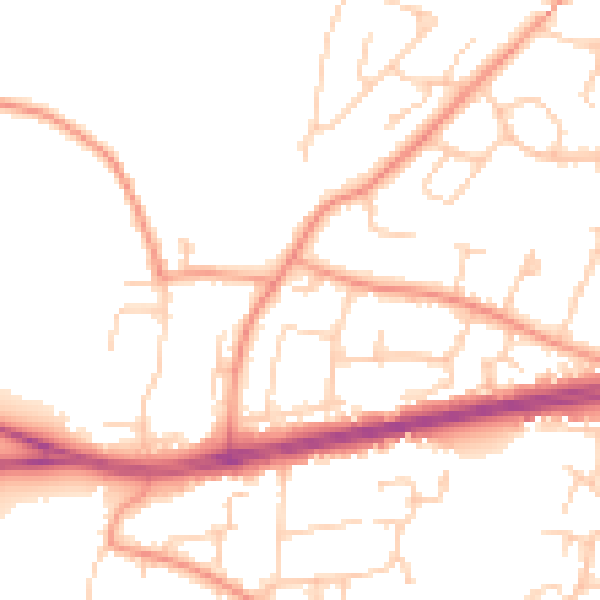 Daytime road noise heatmap for PO15 5NJ