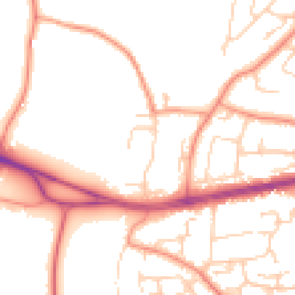 Daytime road noise heatmap for PO15 5NS