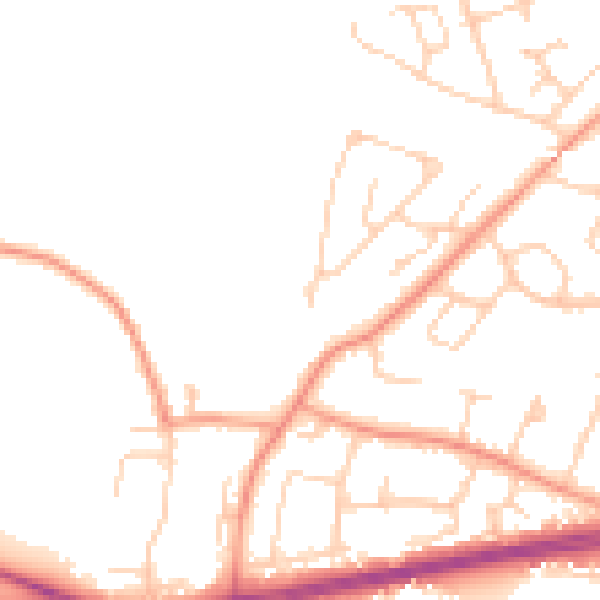 Daytime road noise heatmap for PO15 5PH