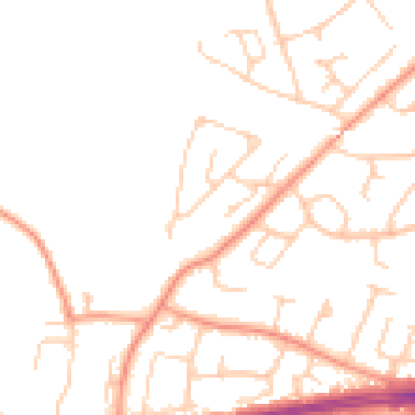 Daytime road noise heatmap for PO15 5PJ