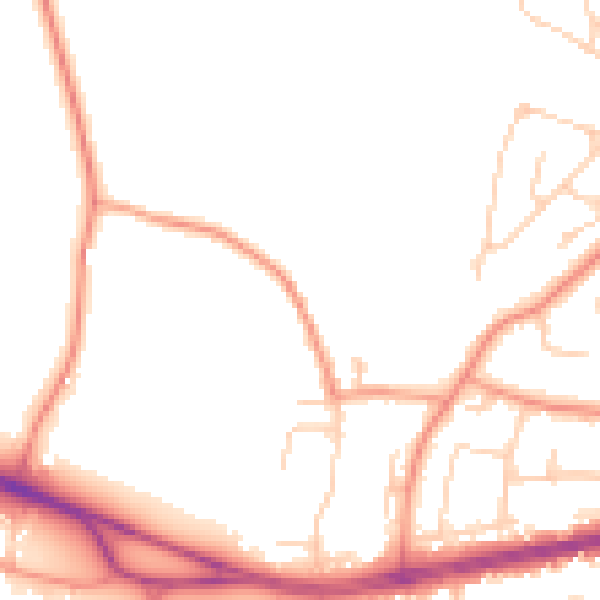 Daytime road noise heatmap for PO15 5QX