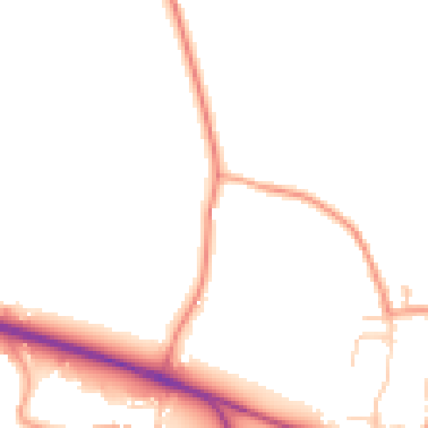Daytime road noise heatmap for PO15 5RA