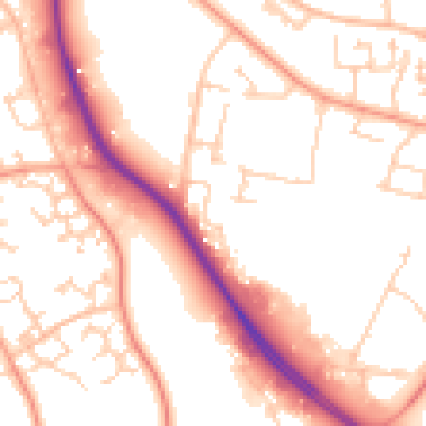 Daytime road noise heatmap for PO15 5RP