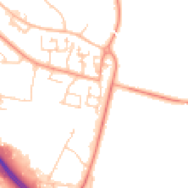 Daytime road noise heatmap for PO15 5TG