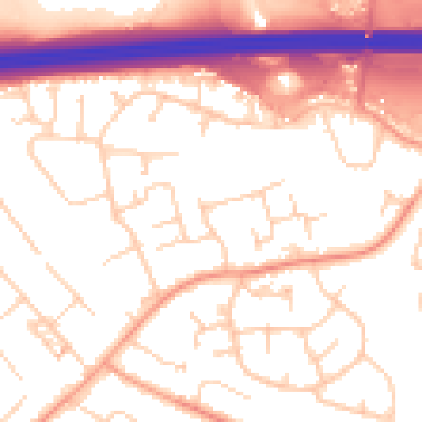 Daytime road noise heatmap for PO15 6BJ