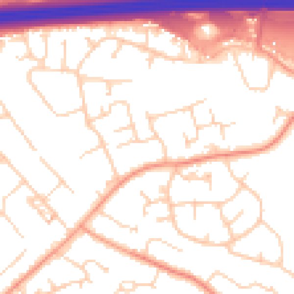 Daytime road noise heatmap for PO15 6BU