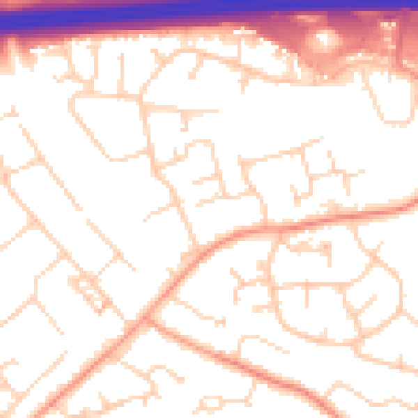 Daytime road noise heatmap for PO15 6BX