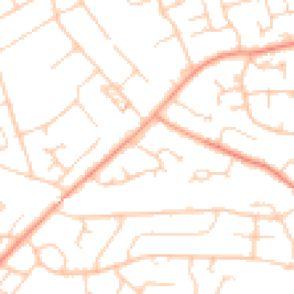 Daytime road noise heatmap for PO15 6EF