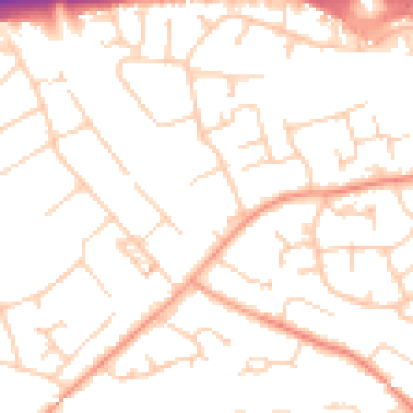 Daytime road noise heatmap for PO15 6EL