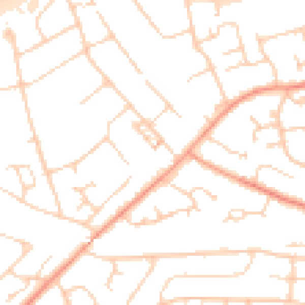 Daytime road noise heatmap for PO15 6FD