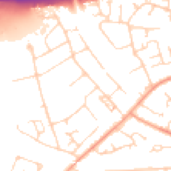 Daytime road noise heatmap for PO15 6FE