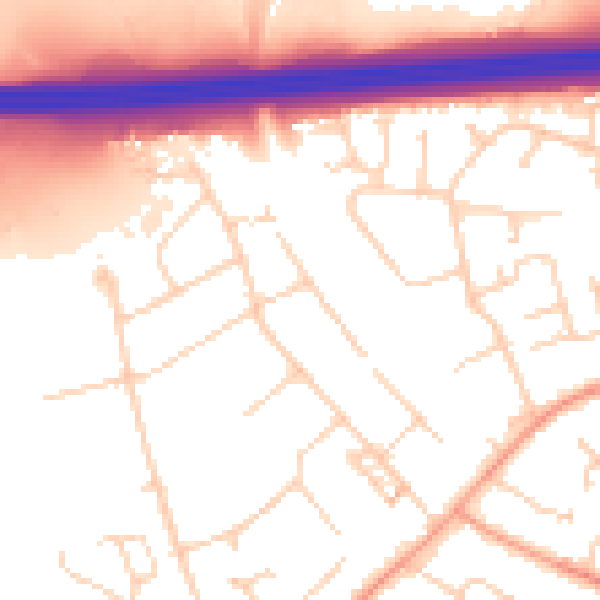 Daytime road noise heatmap for PO15 6LG