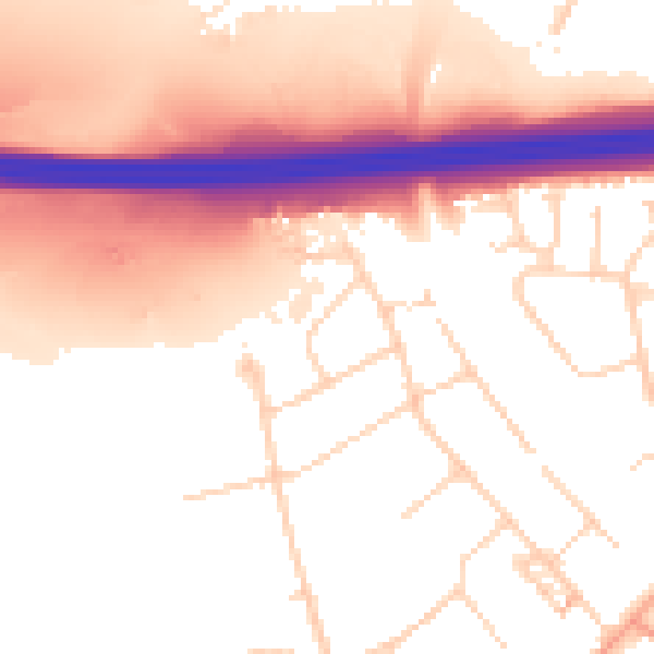Daytime road noise heatmap for PO15 6NY