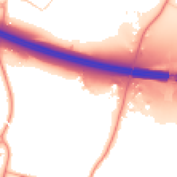 Daytime road noise heatmap for PO15 6QY